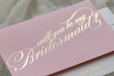 Calligraphy Bridesmaid proposal card - Pink - Ooh Aah Invitations